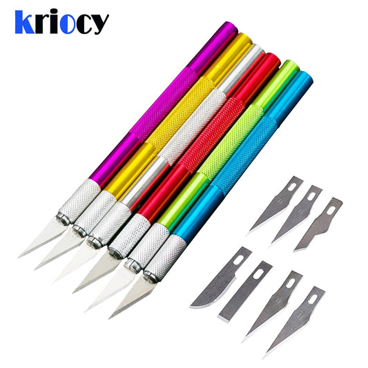 Metal Scalpel Knife Blades Non-slip Cutter Engraving Craft Knives Blades for Mobile Phone Laptop PCB Repair Hand Tools 6-Blades