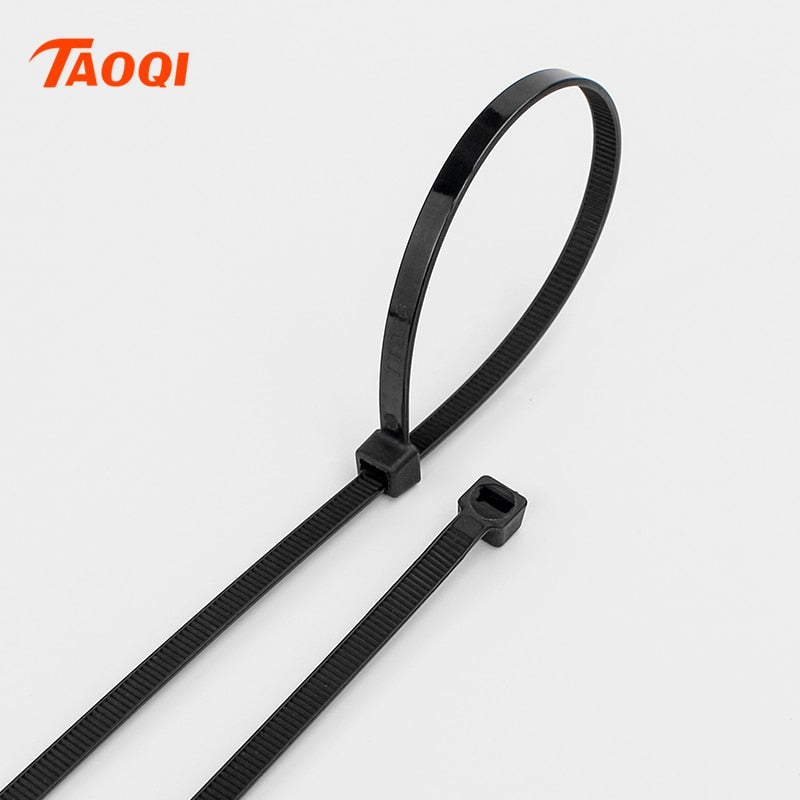 Self-locking plastic nylon tie 100PCS/bag  black Zip wraps strap nylon cable tie set  fastening ring  Loop Wire Wrap
